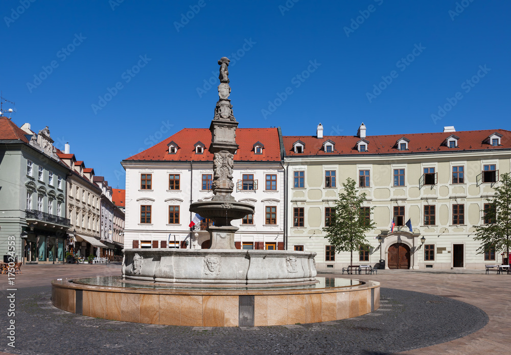 Roland Fountain at Bratislava Old Town Square in Slovakia