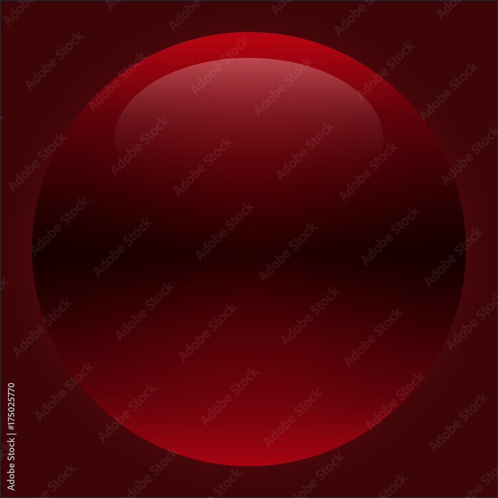 Shiny glossy ball on red background, illustration.