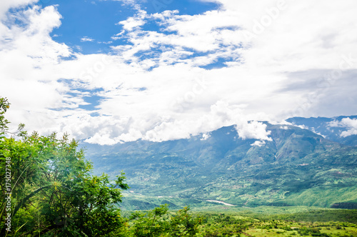 View on landscape of the Andes on Camino real by Barichara