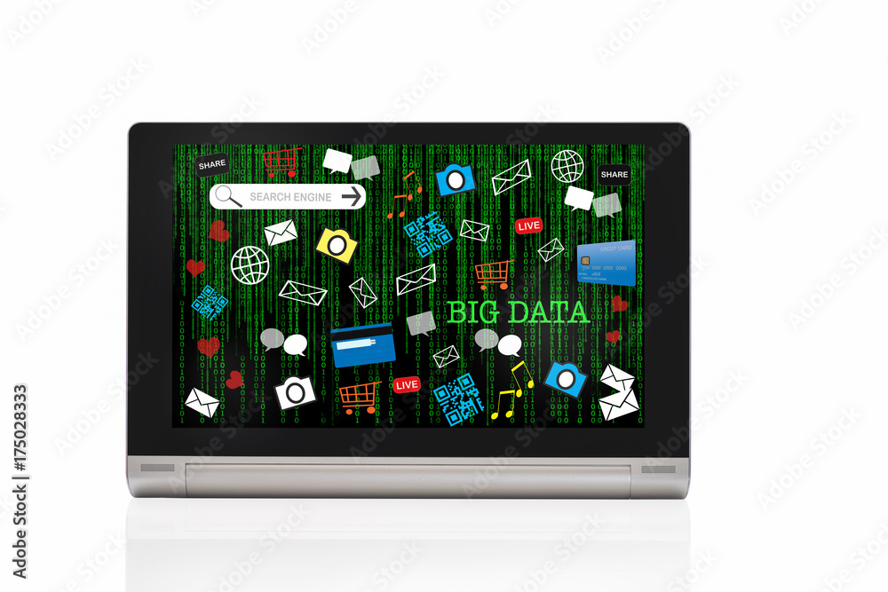 Digital marketing on computer tablet screen, big data concept Digital marketing on computer tablet screen, big data concept