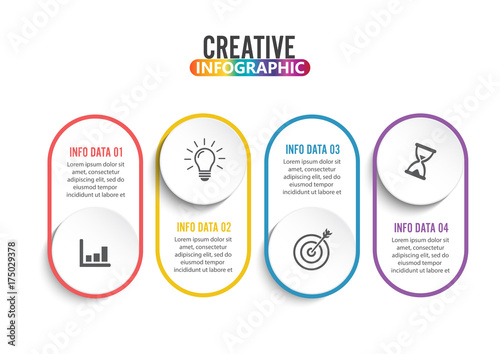 Four steps infographics - can illustrate a strategy, workflow or team work.
