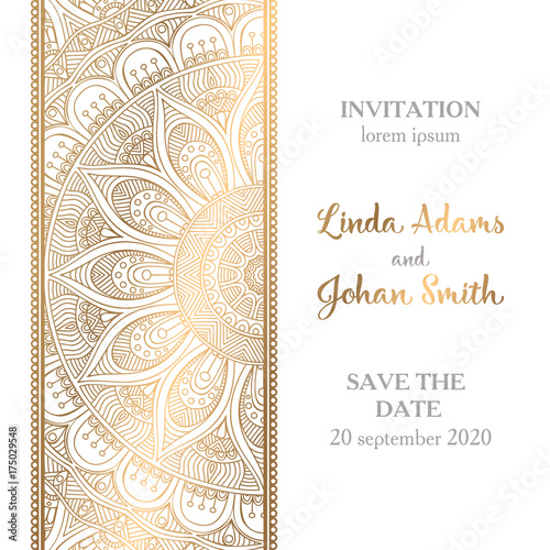 Vector luxury wedding invitation with mandala