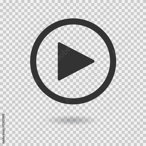 Play button with shadow on transparent background