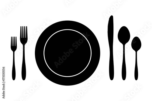 Plate knife fork and spoon. cutlery set vector illustration