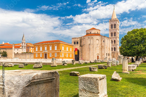 Historic center of the Croatian town of Zadar at the Mediterranean Sea, Europe.