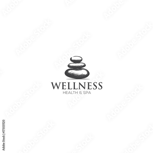 Vector Spa Logo template. Spa stones hand drawn illustration for spa logo design.