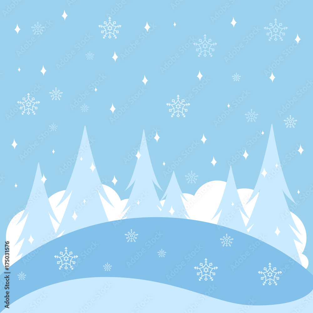 Winter landscape with snow. Vector illustration background