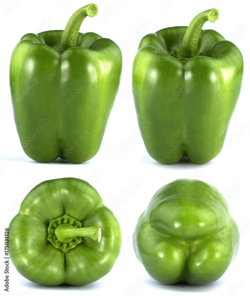 Green Bulgarian pepper isolated on white background Green Bulgarian pepper isolated on white background
