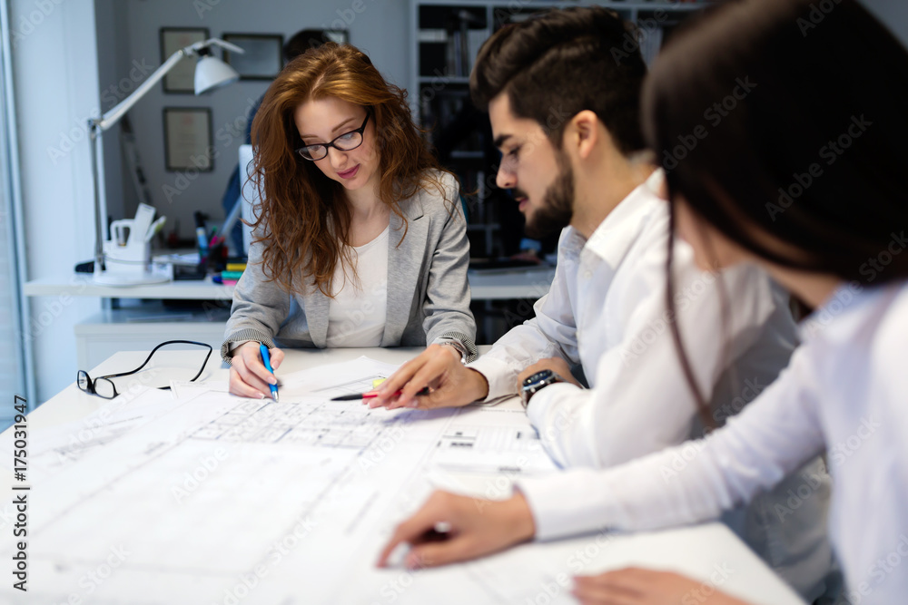 Obraz premium Group of architects working together on project