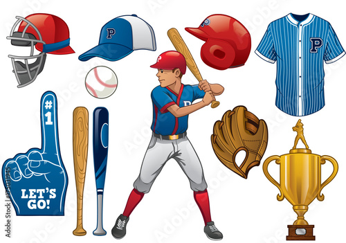 baseball elements in set