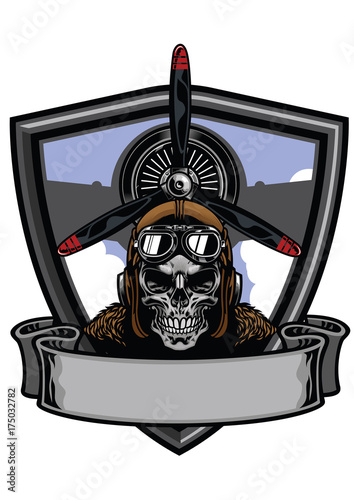 pilot skull badge design