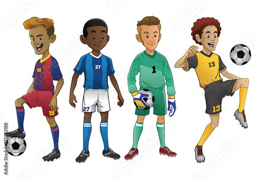 set of young soccer players