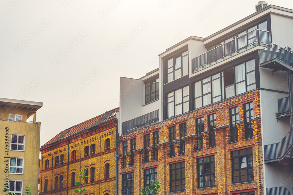 Fototapeta premium modern brick office building with panorama windows