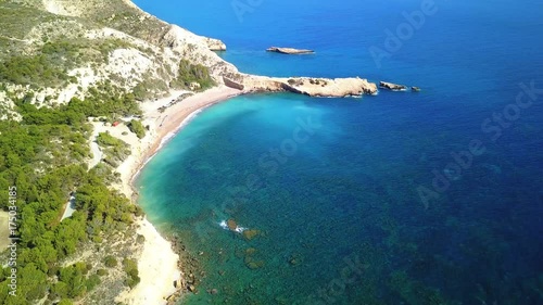 September 2017: Aerial View of Fourni Beach, Rodos island, Aegean, Greece photo
