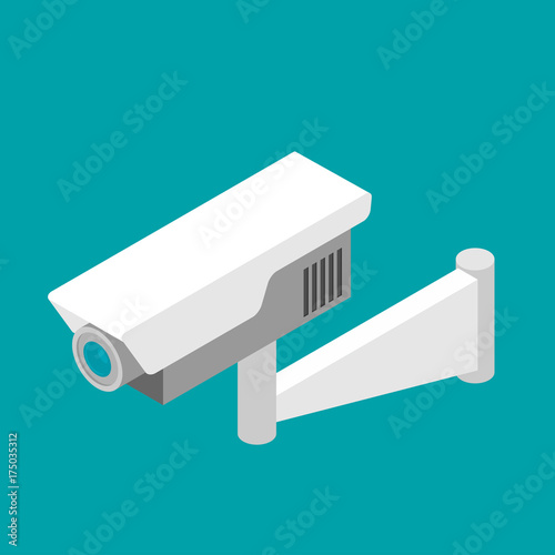 Security camera isometric flat vector