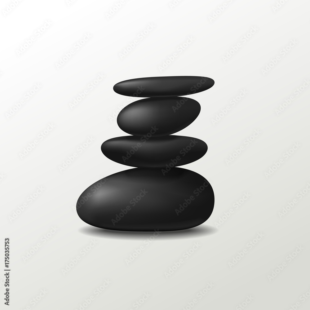 Realistic vector 3D zen stones and plumeria flower isolated for spa. Realistic vector 3D zen stones and plumeria flower isolated for spa.