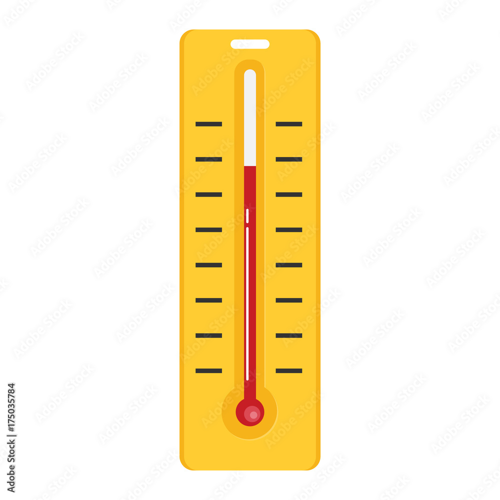 Thermometer with degrees flat vector icon Thermometer with degrees flat vector icon