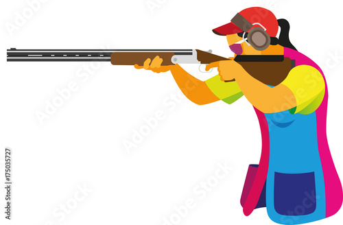A young woman is a clay pigeon shooter who participates in competitions