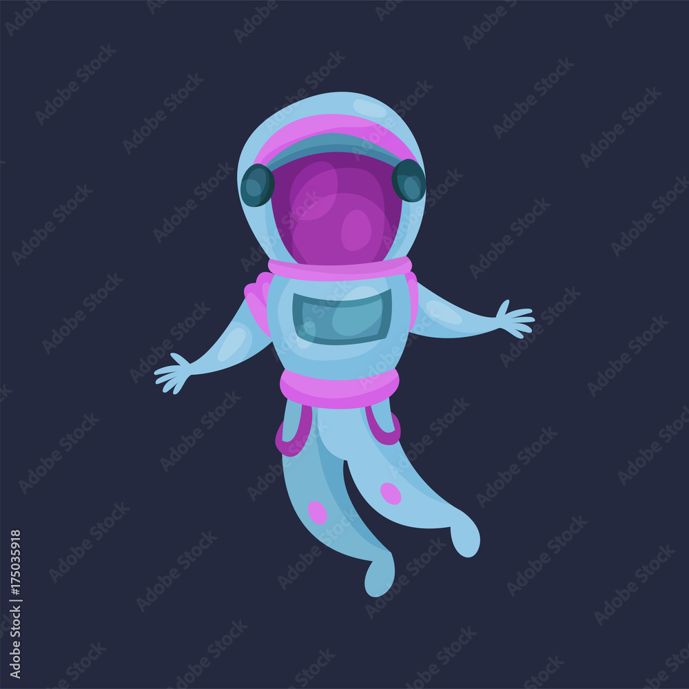 Astronaut character in space suit, spaceman flying in Space cartoon vector Illustration