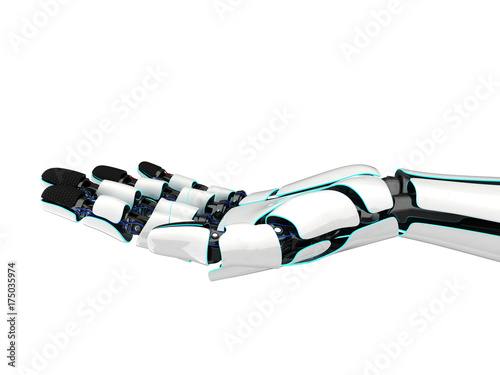 3D rendering robotic hand on a white background