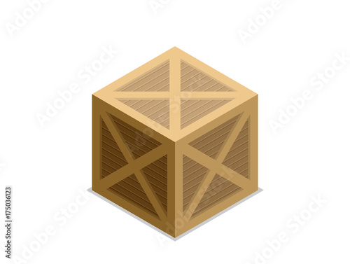 Flat vector isometric wood box
