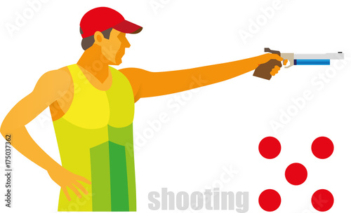 a strong athlete participates in shooting competitions in modern pentathlon