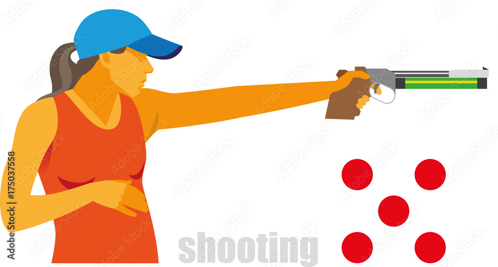 Εκτύπωση καμβά a young pretty woman participates in shooting competitions in modern pentathlon
