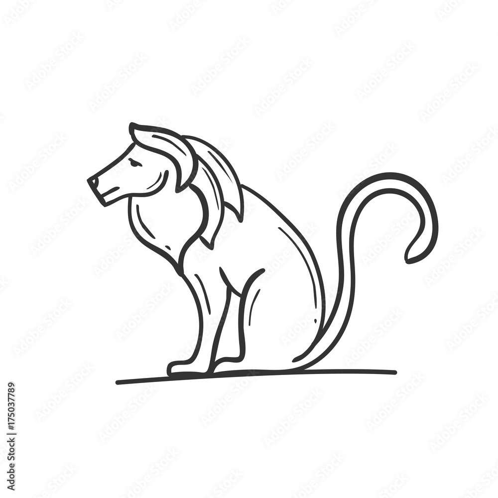 sitting lion line art