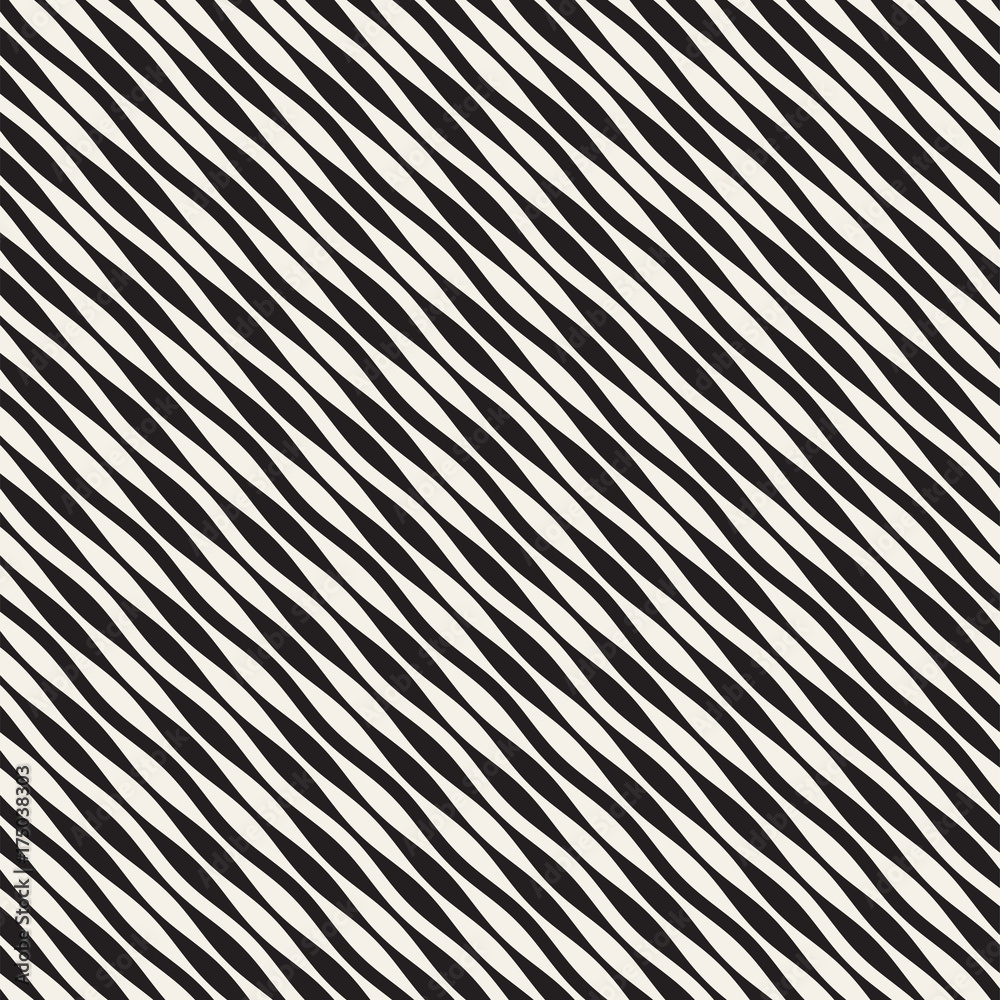 Wavy stripes vector seamless pattern. Retro wavy texture. Geometric lines monochrome design. Wavy stripes vector seamless pattern. Retro wavy texture. Geometric lines monochrome design.