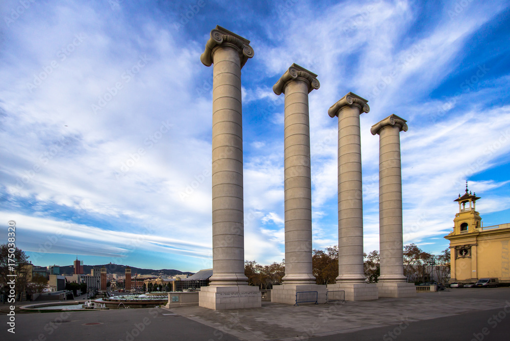 Columns on the Placa De Espanya in Barcelona