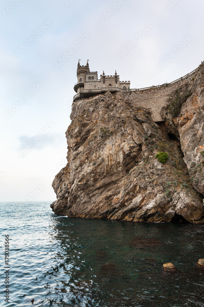 Swallow Nest Castle over Black Sea in evening