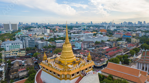 Beautiful Golden Mount Temple Fair  Golden Mount Temple in Bangkok on the morning  
