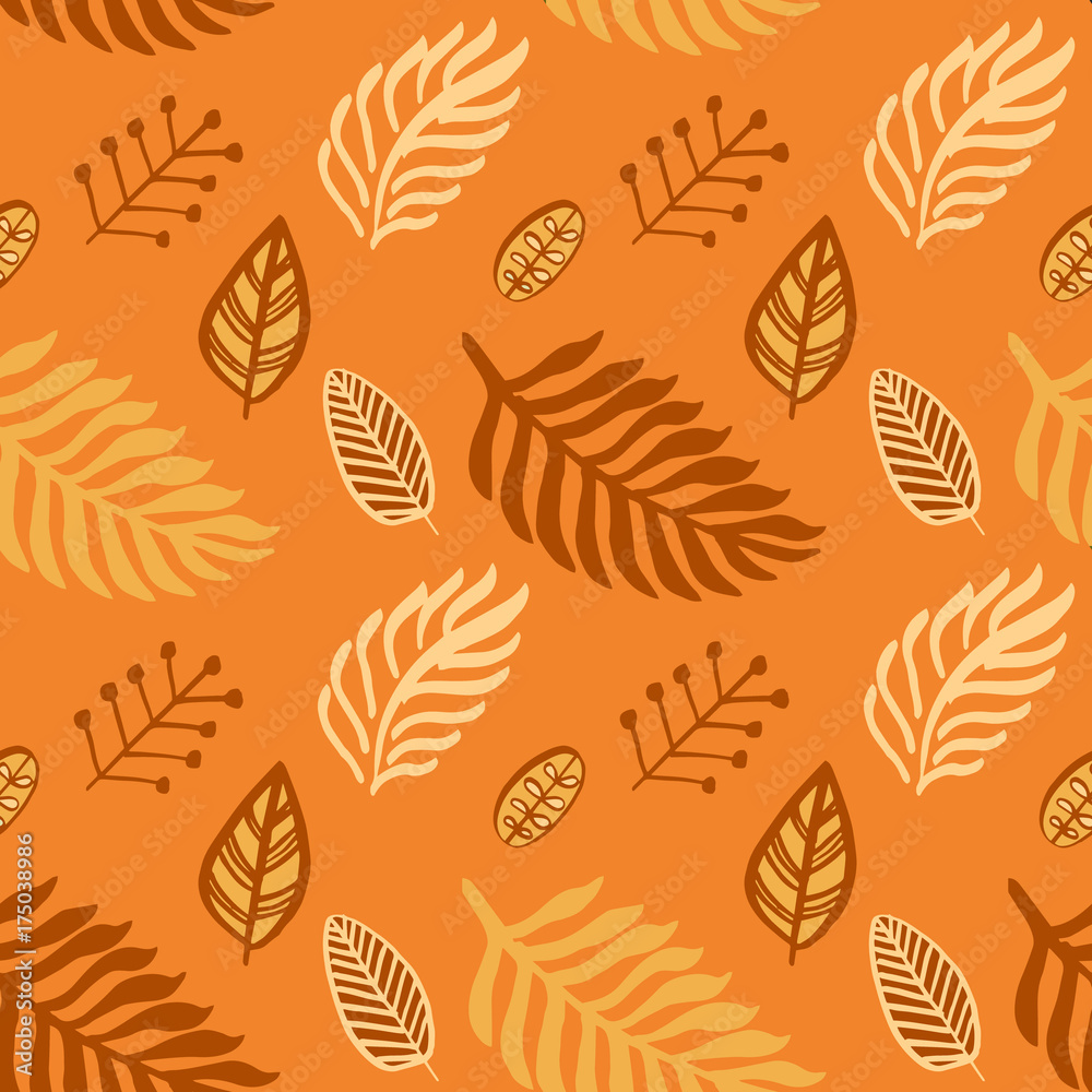 Simple leaves autumn seamless in orange tone Vol.6 Simple leaves autumn seamless in orange tone Vol.6