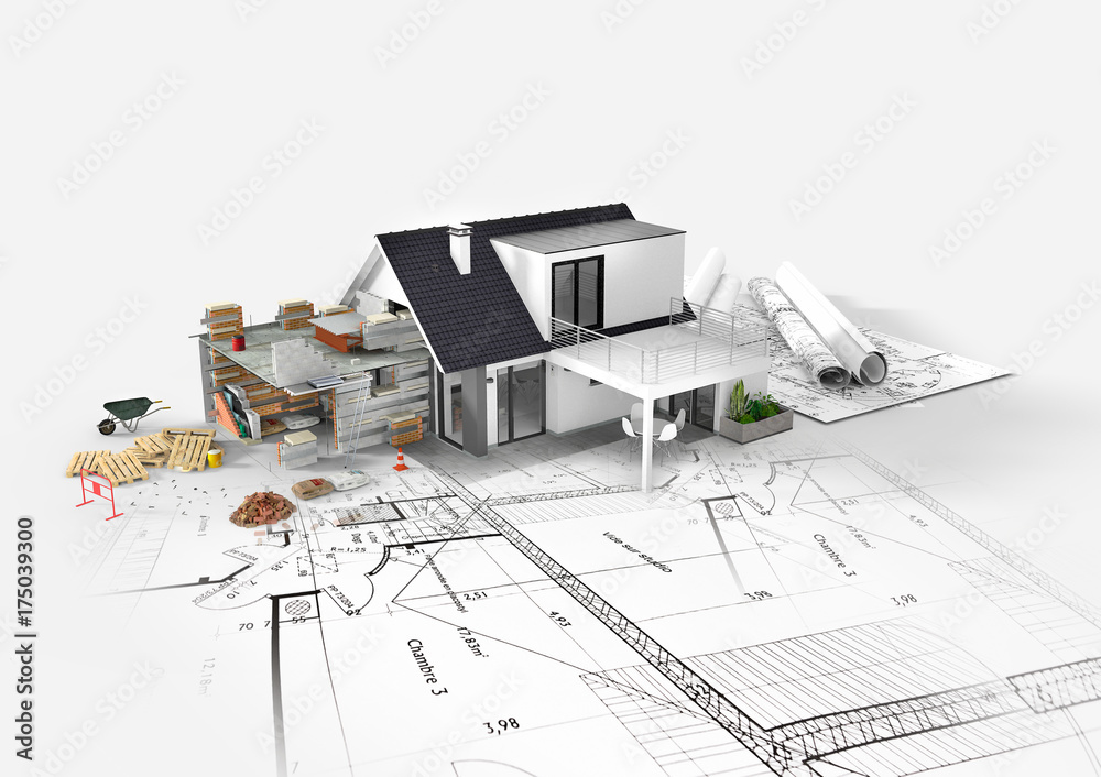 Obraz premium Projet d'agrandissement rénovation extension d'une maison