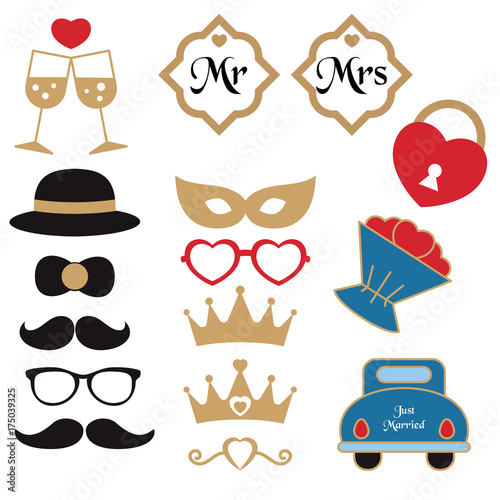 Vector collection of wedding objects