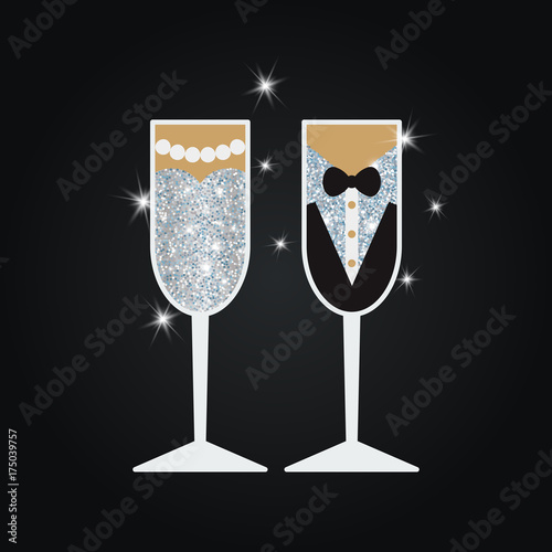 Wedding glasses vector