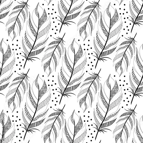 large black fluffy feathers pattern with dots
