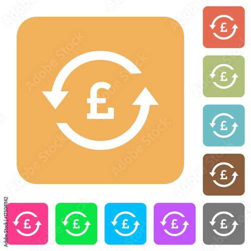 Pound pay back rounded square flat icons