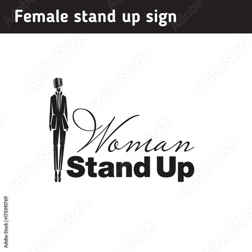 Logo for female standup, black and white