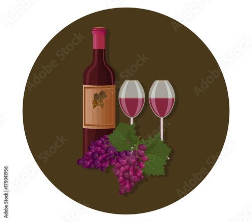 Wine bottle with two glasses Vector templates