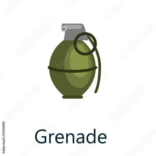 Green grenade, small bomb typically thrown by hand, military weapon on white background isolated vector illustration