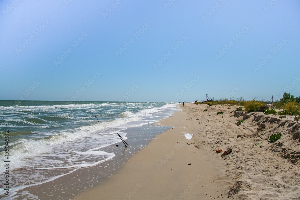 The coast of the Sea of Azov on the Fedotova spit