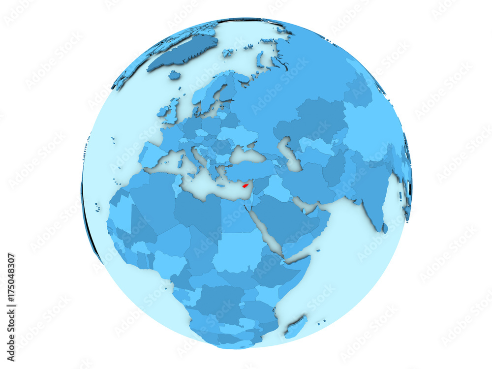 Cyprus on blue globe isolated