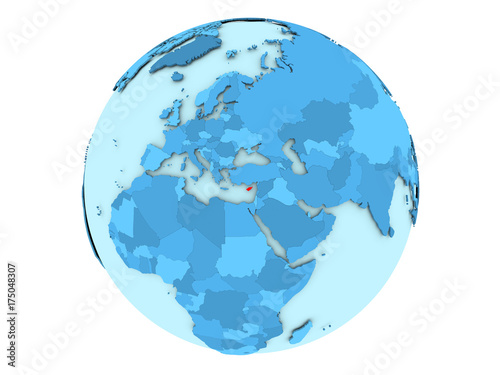 Cyprus on blue globe isolated