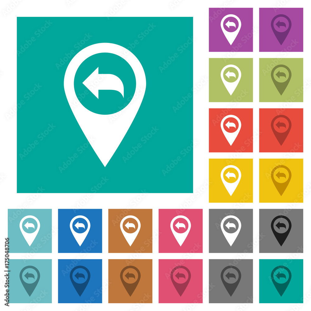 Previous GPS map location square flat multi colored icons Previous GPS map location square flat multi colored icons