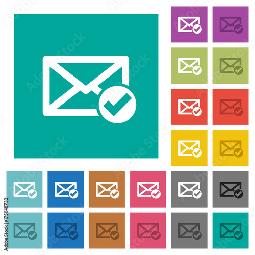 Mail read square flat multi colored icons