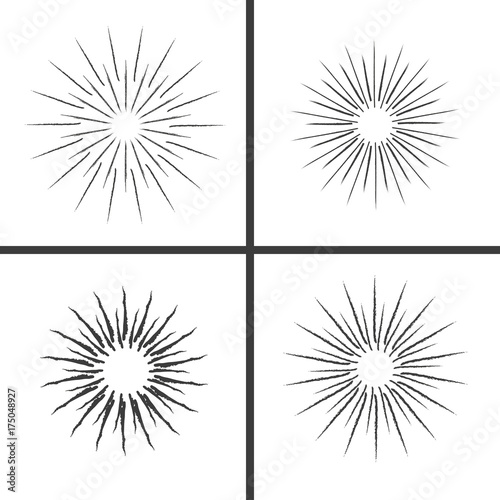 Set of Vintage sun rays for web design