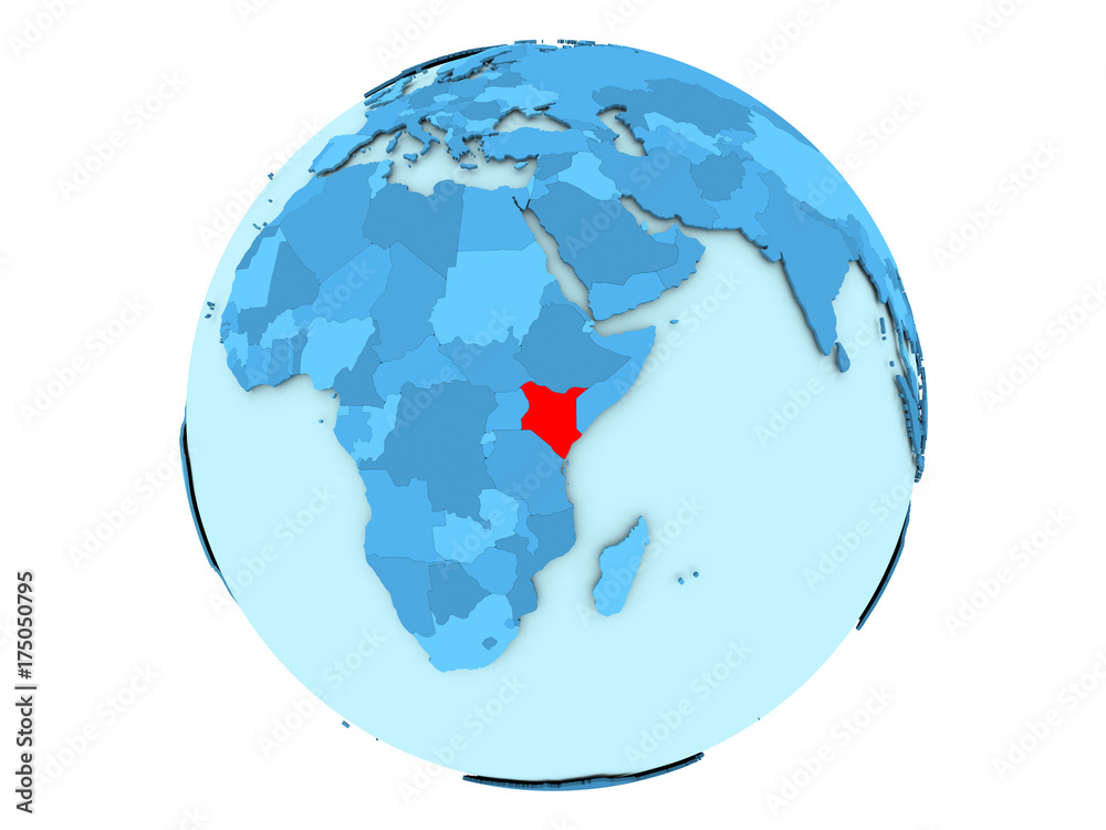 Kenya on blue globe isolated Kenya on blue globe isolated