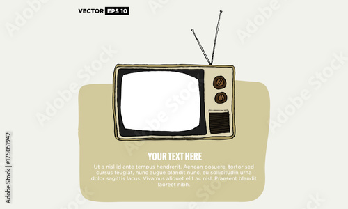 Foto Hand Drawn Television Vector Illustration Poster Textbox Template Design