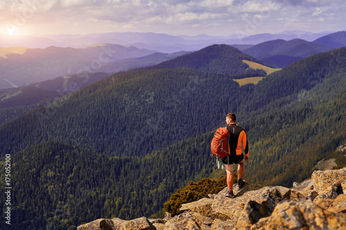 Male traveler from back in the mountains